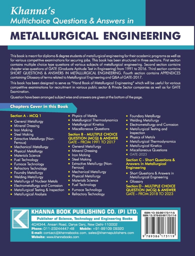 Khanna's Multichoice Questions & Answers in Metallurgical Engineering
