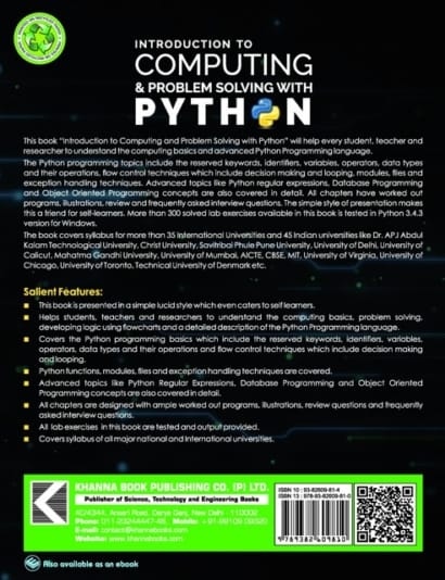 Introduction to Computing & Problem Solving With PYTHON