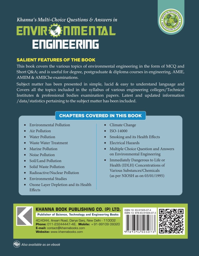 Khanna's MultiChoice Questions & Answers in Environmental Engineering