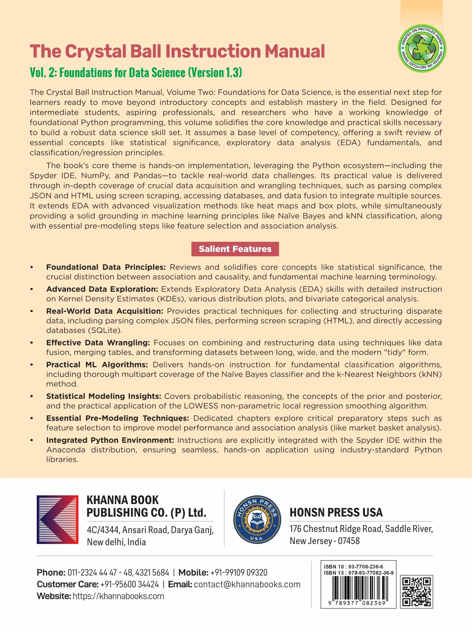 The Crystal Ball Instruction Manual (Vol.2: Foundations for Data Science, Verson 1.3) (HONSN PRESS USA) - Image 3